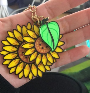 sunflower keychain multi color leaf multicolor 3d print model - Mito3D