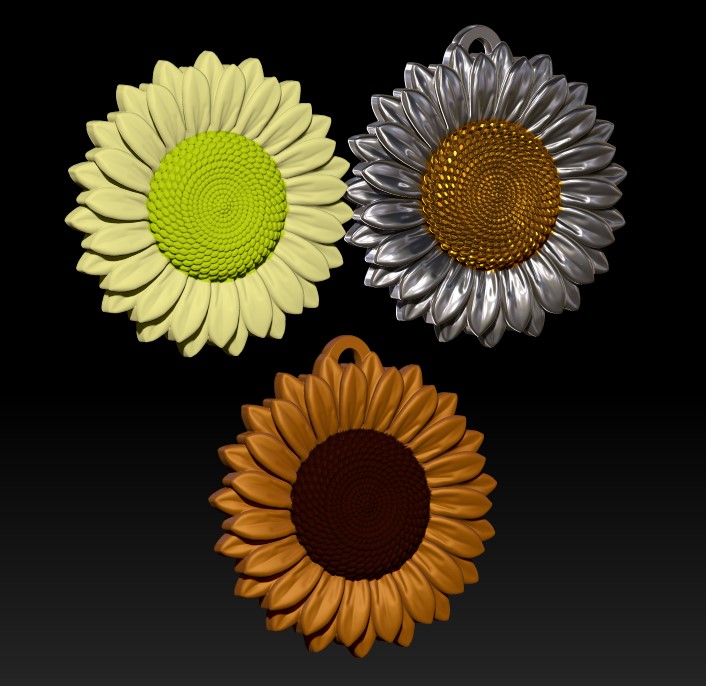 sunflower necklace - pendant 3D print model - Mito3D