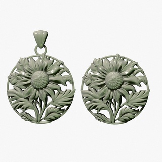 girasole pendente casting fiore sole medaglione coulomb gioielleria gioiello collana stampabile spilla 3d print model - Mito3D