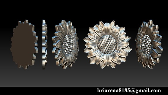 sunflower pendant jewelry flower necklace gold beautiful art printable diamond ring design fashion 3d artcam jdpaint 3d print model - Mito3D