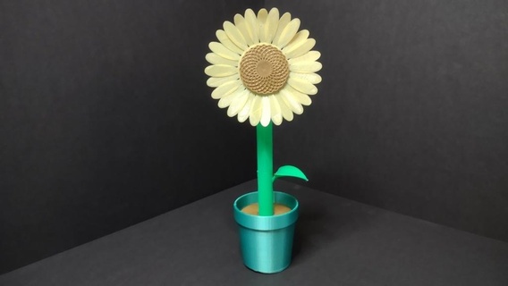 sunflower pen custom cute holder household 3d print model - Mito3D