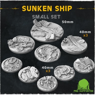 sunken ship small set battle fantasy topper anchor dnd steeringwheel bases nuclei agun 3d print model - Mito3D