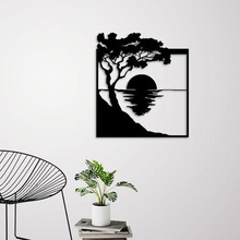 sunset wall decoration sun nature art 3d 2d new silhouette tree deco 3d print model - Mito3D