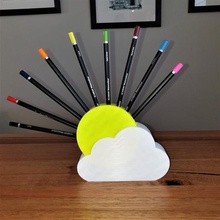 sunshine pencil holder case box gift pencils children kids child kid sun cloud clouds happy bright fun easy pretty 3d print model - Mito3D