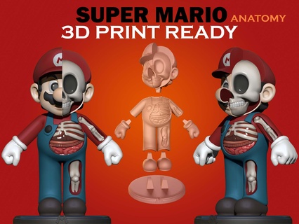 super-mario 3d print ready super mario anatomy game character retro toy art bross 3d print model - Mito3D