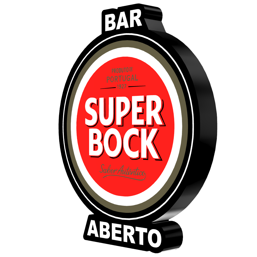 Süper kova logo ışık bar aberto Metin Portekizce ayı bira portugu Lamba Led namel isim luminaria nehir ria 3D print model - Mito3D