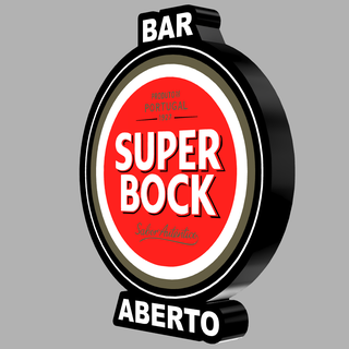 Super bock Logo Licht Bar aberto Text Portugiesisch Bär Bier portugu Lampe LED benannt Name Luminarien Fluss ria 3d print model - Mito3D