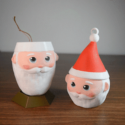 súper lindo navidad árbol deco retráctil papa noel claus barba gorra fiestas regalo soportes flexi 3d print model - Mito3D