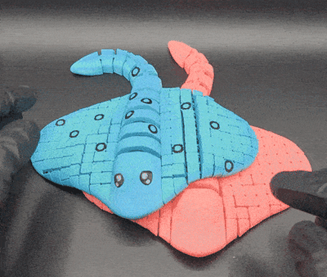 super cute flexi stingray fish articulated toy fun print in place 3d print model - Mito3D