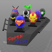 super eggs collection base game comics cartoons batman superman dead pool spawn green lantern superhero psl art toy wildcard 3d print model - Mito3D