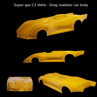 super gás c3 vette arrastar roadster carro corpo diecast personalizadas modelo kit corrida pró rua fenda rc dragster 3d print model - Mito3D