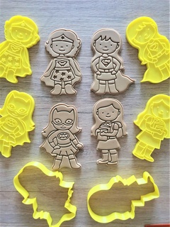 super girls cookie cutters supergirl wonderwoman batgirl school girl baking kitchen bakery 3d print model - Mito3D