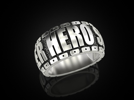 super héros bague bijoux impression 3dprinted imprimable anneaux conception bijou d'or or prototypage argent motard noircissement texture 3d print model - Mito3D
