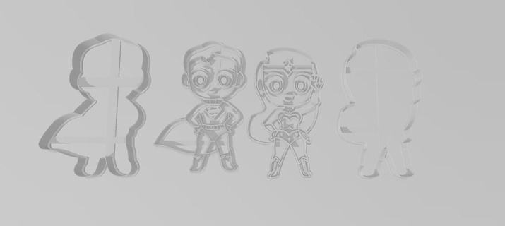 super heroes cutters superman wonder woman dc 3d print model - Mito3D