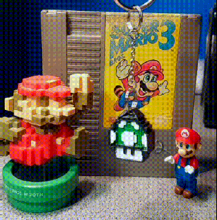 super mario manos 3 cogumelo chaveiro retro vídeo jogos Nintendo smb voxel 8 bit 3d print model - Mito3D