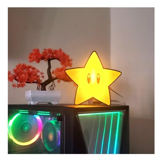 súper mario hermanos estrella lámpara ligero noche escritorio 3d print model - Mito3D