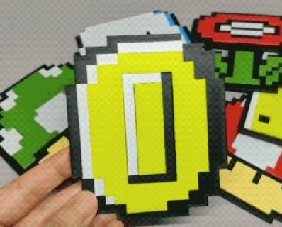 Süper Mario madeni para bardak altlığı altlıkları piksel Sanat dekorasyon nintendo 8 bit oyun dekor 3d print model - Mito3D