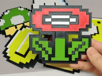 super mario fire flowers flame coaster Home gaming nintendo pixel art dining 8 bit flower power up 3d print model - Mito3D