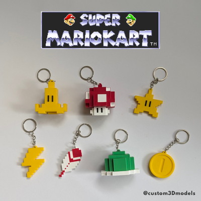 super mario kart 1992 porte clés puissance bross rétro jeux vidéos 3d print model - Mito3D