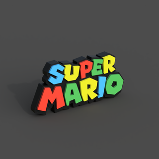 súper mario logo Super Mario mario logo decoración 3d print model - Mito3D