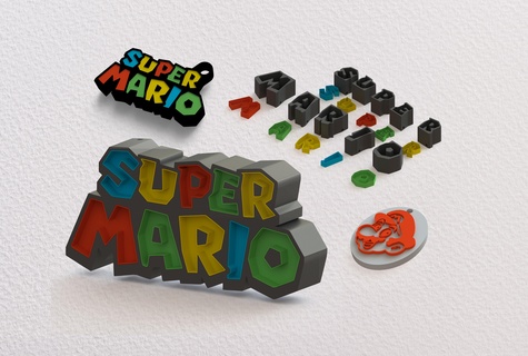 super Mario luminoso decorativo cartello + Portachiavi vari bros illuminato portachiavi ornamento decorazione luci gioco nintendo 3d print model - Mito3D