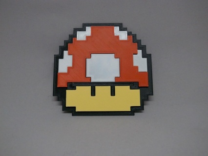 Super Mario Leistung Pilz Untersetzer Magie Gaming Nintendo Dekoration Pixel Kunst 8 bisschen Essen 3d print model - Mito3D