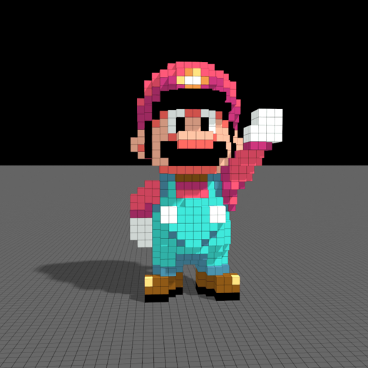 super mario world jeu pixels 8-bits voxel 3D print model - Mito3D