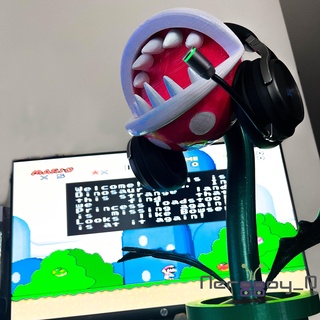 super Mario mondo piranha pianta cuffia titolare supporto gamingxcults bros nintendo costruire giochi manha cuffie 3d print model - Mito3D