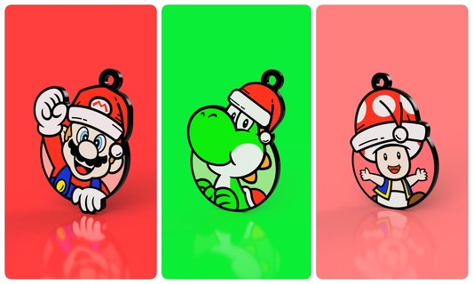 súper mario Navidad llave cadena Arte Super Mario llavero 3d print model - Mito3D