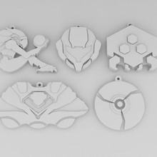super metroid keychain pack keychain key ring metroid nintendo super metroid low poly 3d print model - Mito3D