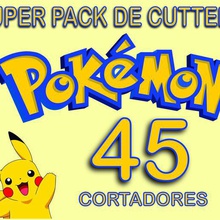 súper paquete 45 empujar Lun cortadores cortador galletas fondant pokemon Pikachu charmander pokebola pokedex 3d print model - Mito3D