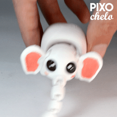 super doce mini flexi elefante flexível animal colchetes concurso fofa kawaii orelhas brinquedo arte 3d print model - Mito3D