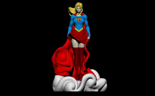 superegirl fanart - easy print without support 33 cm character dc comics supergirl daughter woman heroes heroine fiction bd cinema cape supports satue decoration 3d print model - Mito3D