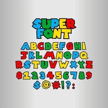 superfont Mario scritte arte supermario lettere fonte super 3d print model - Mito3D
