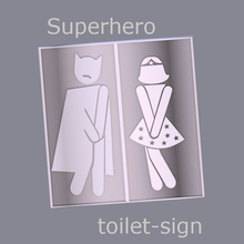 superhéroe toilet sign v2 baño firmar superhéroes batman mujer Maravilla cómic historietas 3d print model - Mito3D