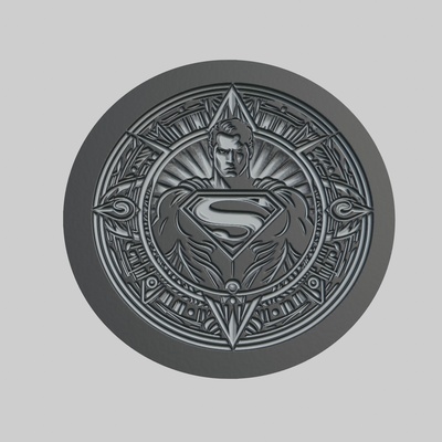 superman iii médaillon cnc 3d imprimante obj stl art super héros merveille dc homme fer thor captanamérique pendentif vengeurs araignée 3d print model - Mito3D