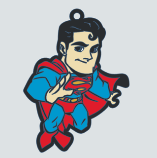 superman keychain chibi 3d printing stl stylized suit layer symbol quality durability fans accessory red blue white gold skin black 3d print model - Mito3D