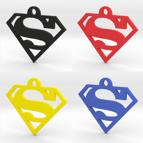 superman-logo-Anhänger-Schlüsselanhänger Schmuck symbol Superheld Halskette - Zubehör Zeichen 3D print model - Mito3D