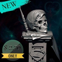 superman skull art superhero super hero cranium collection miniature miniatures detail resin 3d print model - Mito3D