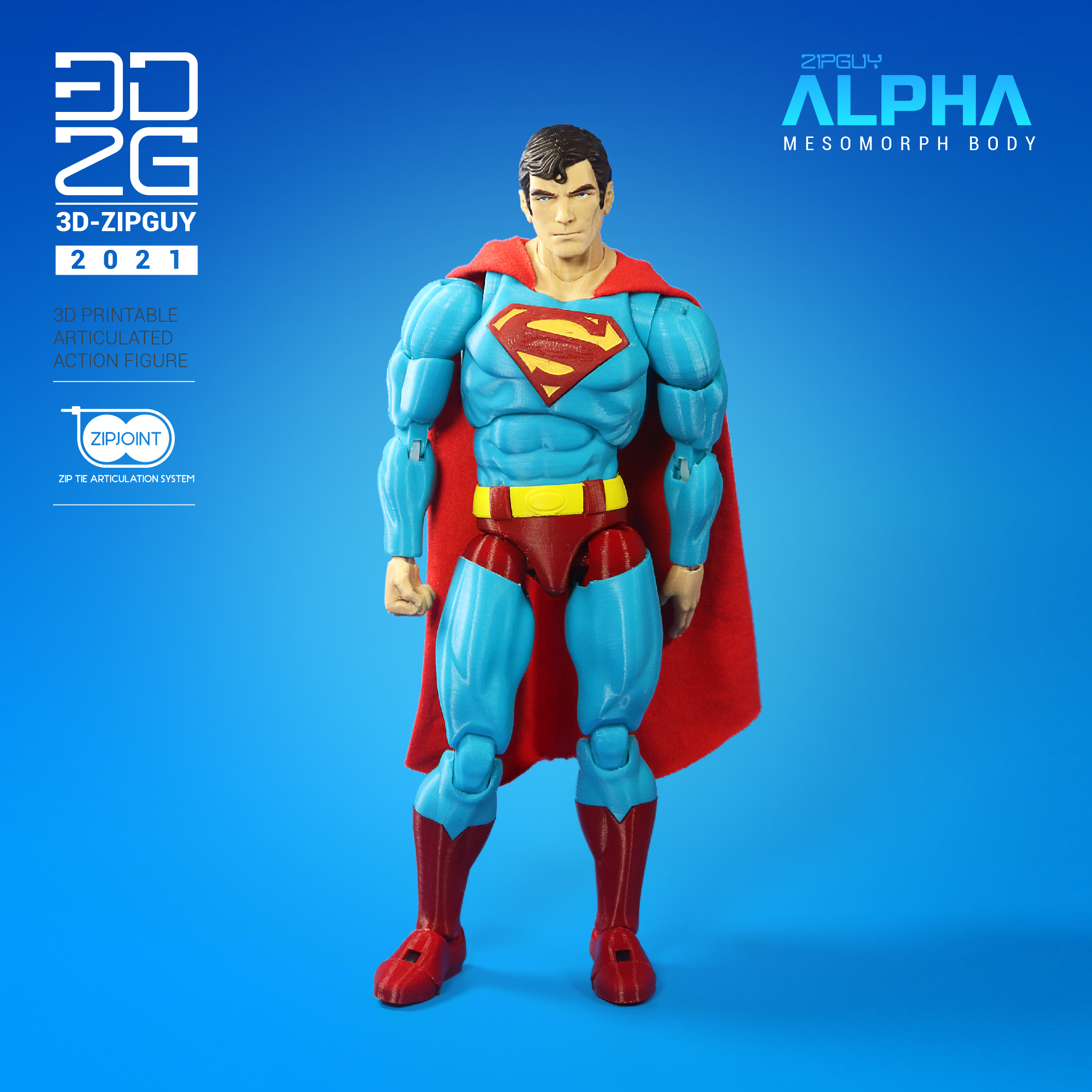 superman upgrade kit zipguy alpha action figure toy toys dc clark kent justice league comics bust 3D print model - Mito3D