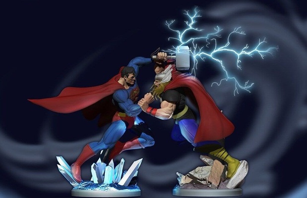 superman vs thor art 3d print model - Mito3D