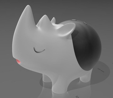 suporte alexa echo dot 4a e 5a gera rinoceronte fofo pop 4 5 show 3 apple rino animal 3d print model - Mito3D