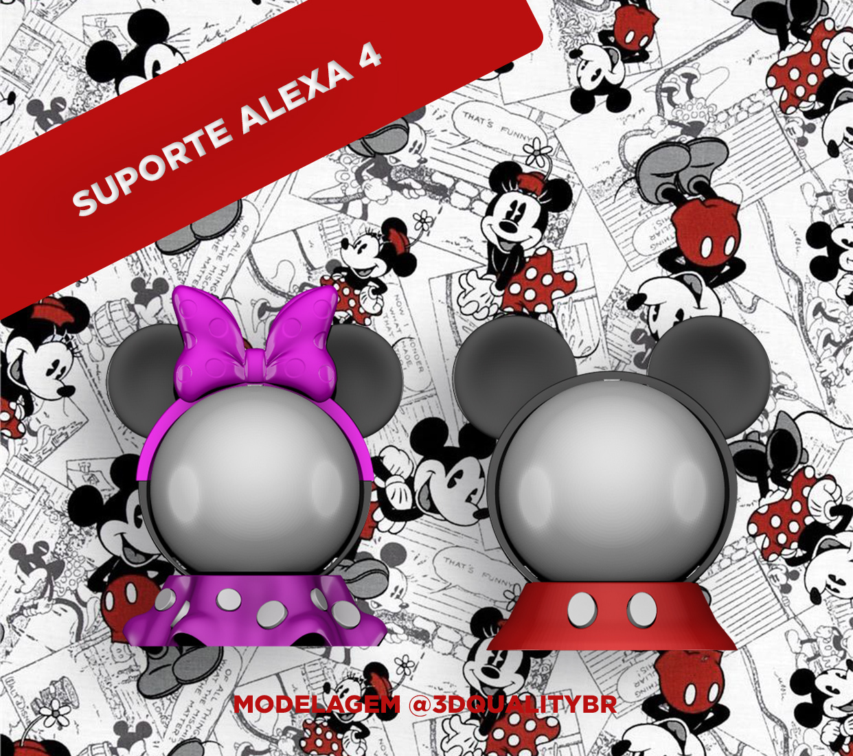 suporte alexa mickey minnie 3D print model - Mito3D