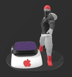 suporte dock station apple watch flower thrower banksy 3d print model - Mito3D