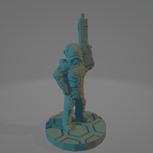 support-free space enforcer 28mm miniature soldier mass wars star legion traveller cyberpunk effect 3d print model - Mito3D