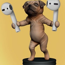 support airpods - pug dog art animal apple headset 3d print puppy cute 3d print model - Mito3D