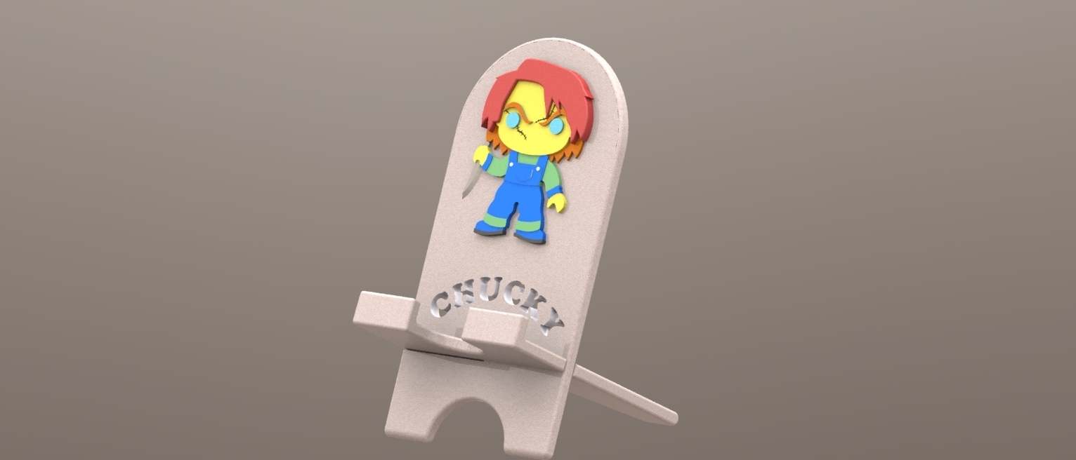 Unterstützung chucky Telefon Handy Mobiltelefon Puppe teuflisch Mörder Halloween 3D print model - Mito3D