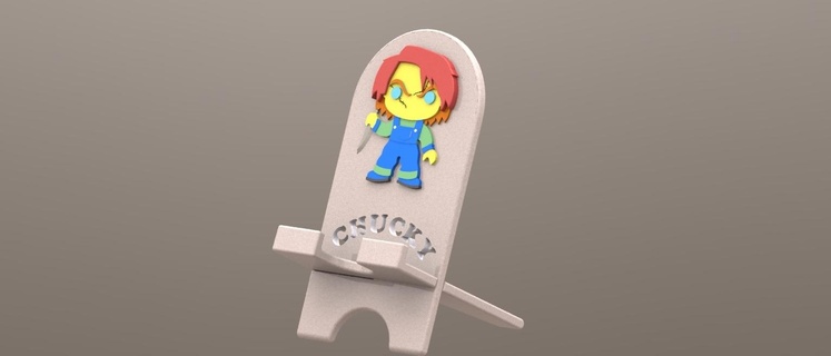 support chucky support phone mobile chucky doll diabolico killer halloween  3d print model - Mito3D