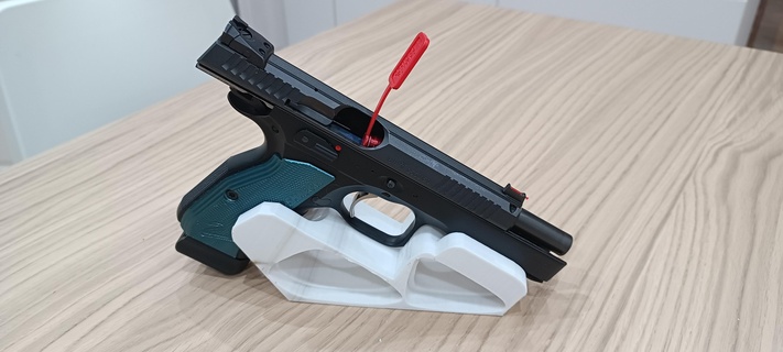 suporte pistoleta derramar le ficar pé tir et rangement au caixão arma fogo tiroteio alcance armazenamento tronco seguro 3d print model - Mito3D