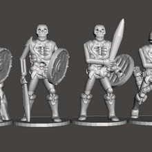 supportless skellies group 1 game games warrior wargame war undead tabletop skelly skeleton rpg potato mini knight dungeons dragons dnd archer 28mm 3d print model - Mito3D